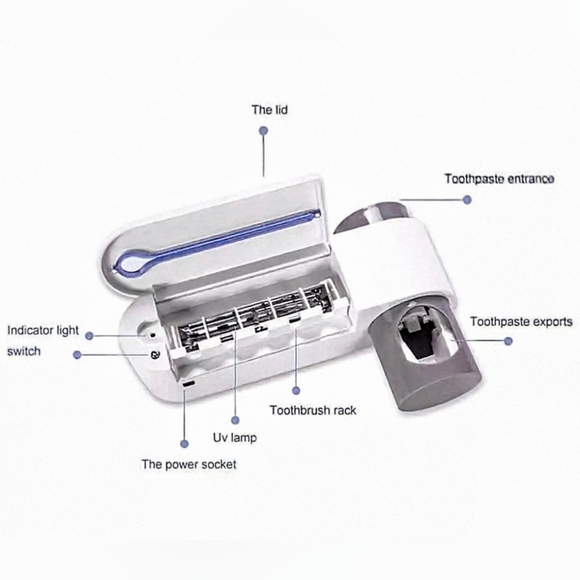 NIB UV Light Sterilizer, Toothbrush Holder & Cleaner, Auto Toothpaste Dispenser - Picture 8 of 14